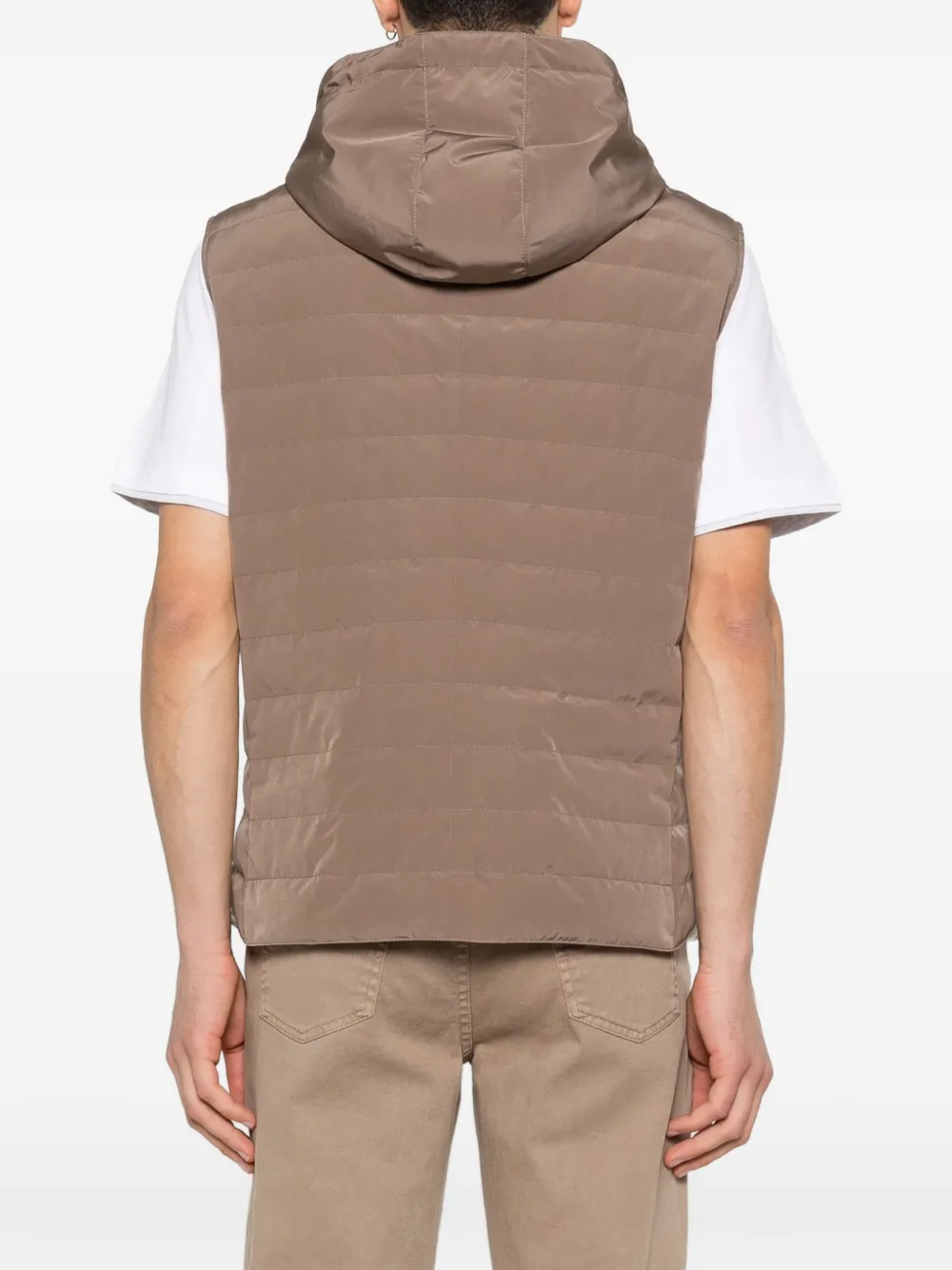 Brunello Cucinelli Bodywarmer met capuchon Bruin