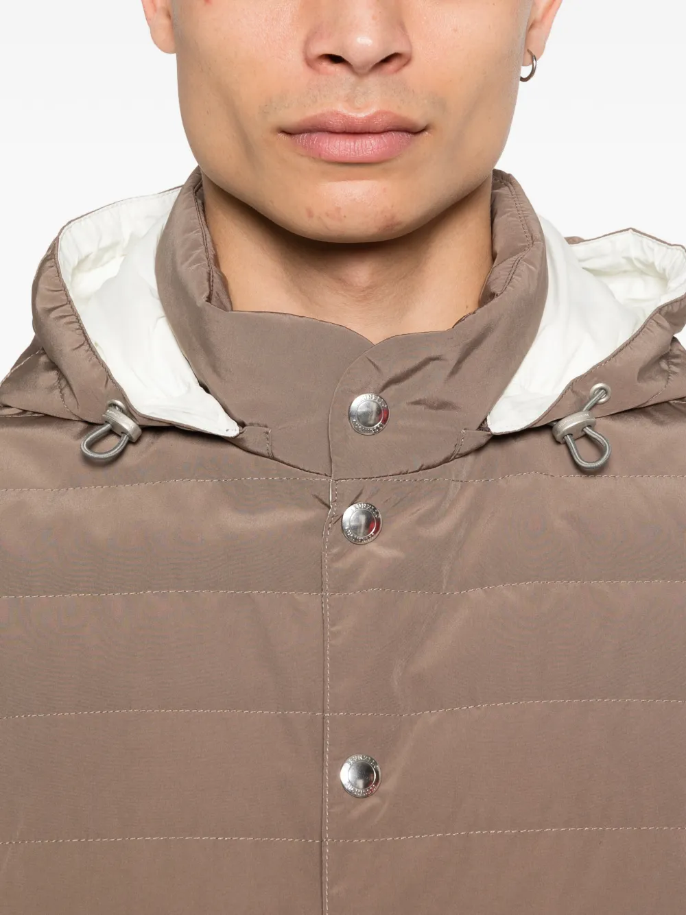 Brunello Cucinelli Bodywarmer met capuchon Bruin