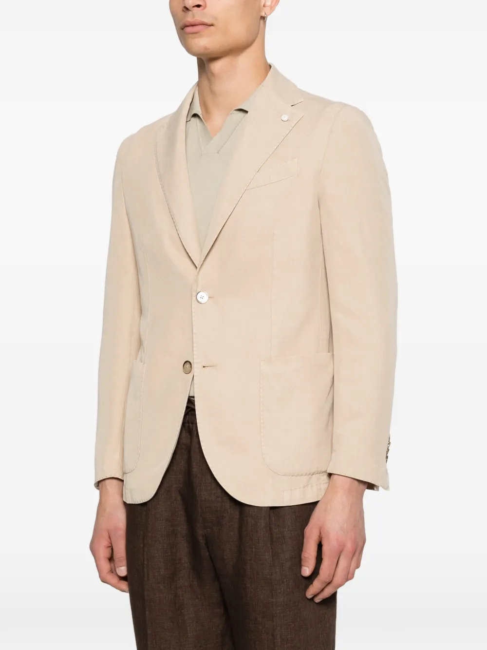 Luigi Bianchi Blazer met enkele rij knopen Beige