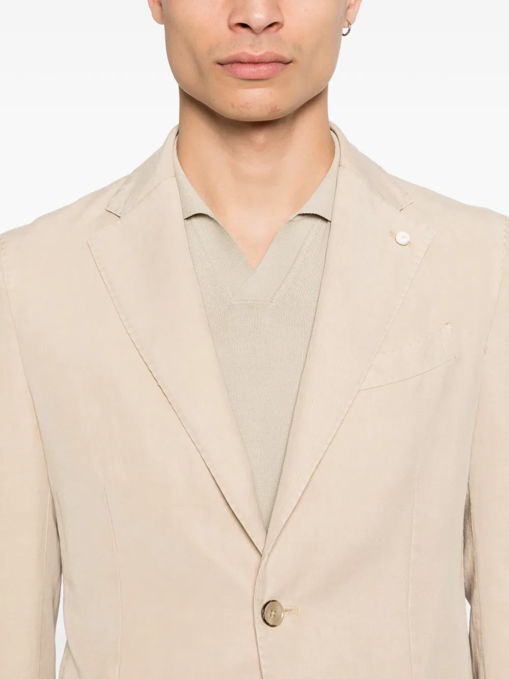 Luigi Bianchi Blazer met enkele rij knopen Beige