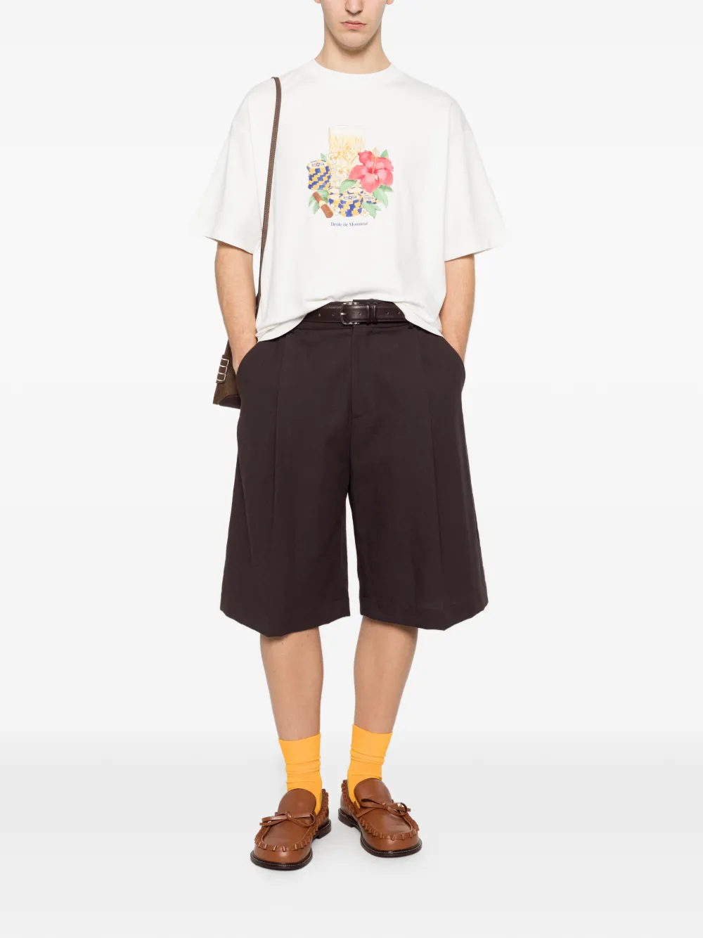 Drôle De Monsieur Hibiscus Club T-shirt met bloemenprint Wit