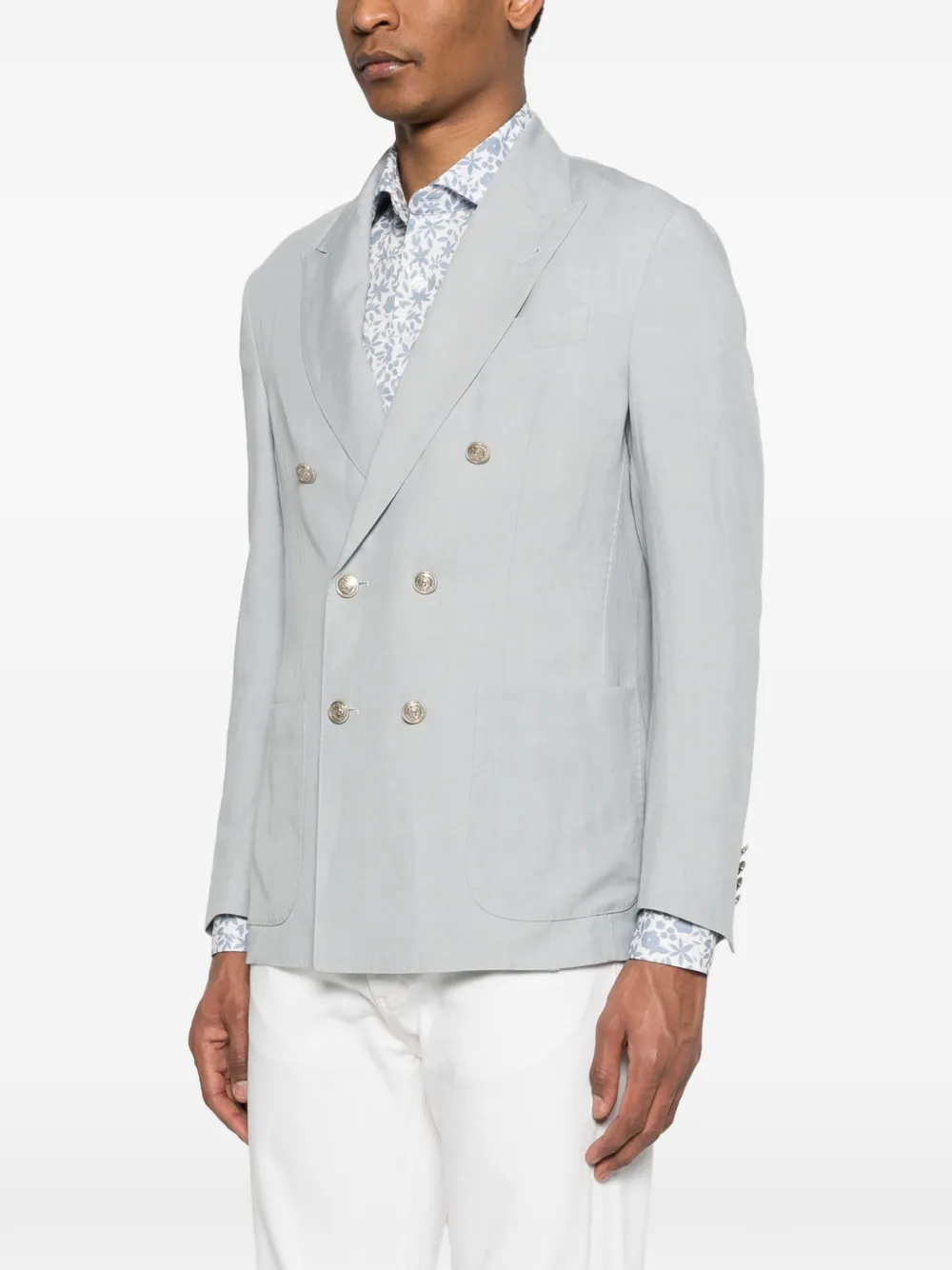  Eleventy Double-breasted Patch-pocket Jacket - Blue 