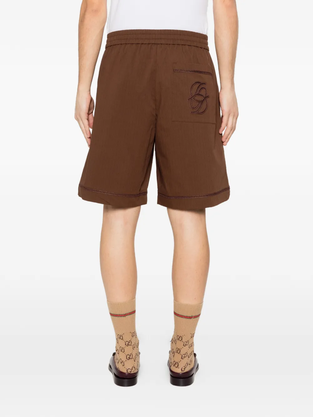 Drôle De Monsieur Jour Echelle shorts met trekkoord Bruin