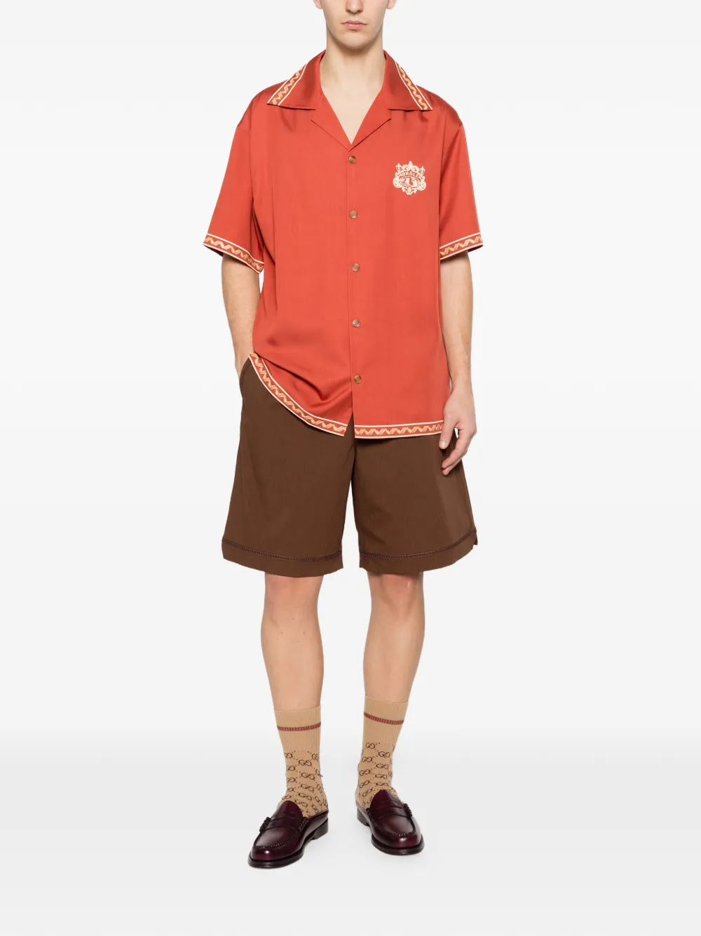 Drôle De Monsieur Jour Echelle shorts met trekkoord Bruin