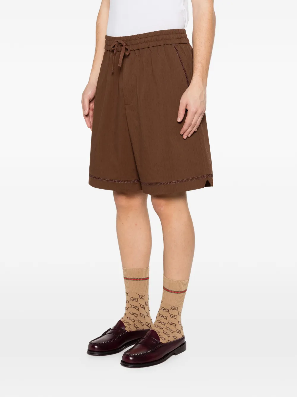 Drôle De Monsieur Jour Echelle shorts met trekkoord Bruin