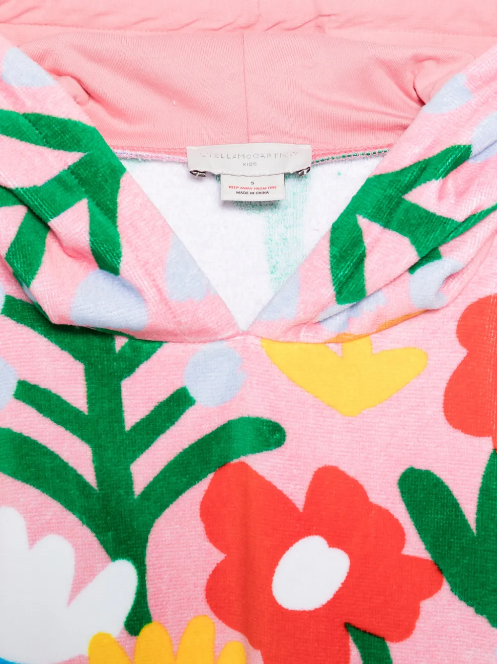 Stella McCartney Kids Poncho met bloemenprint en capuchon Roze