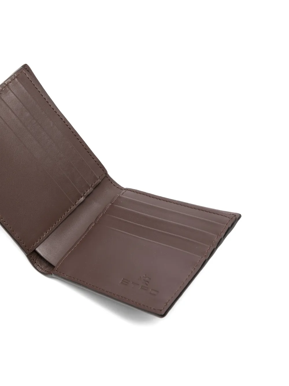  Etro Embroidery Leather Wallet - Brown 