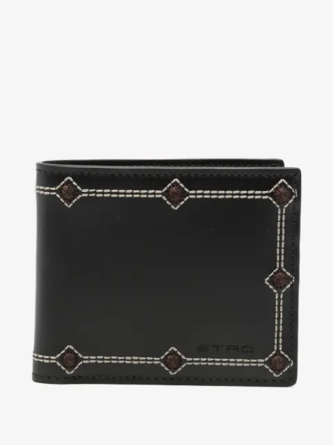 ETRO embroidered leather wallet