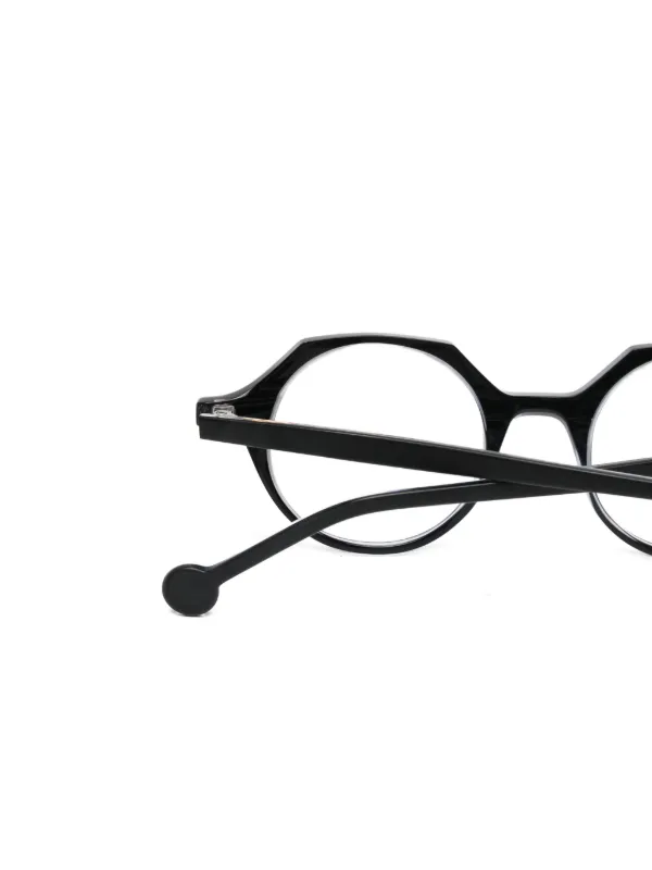 L.A. EYEWORKS Quill ラウンドメガネフレーム | ブラック | FARFETCH JP