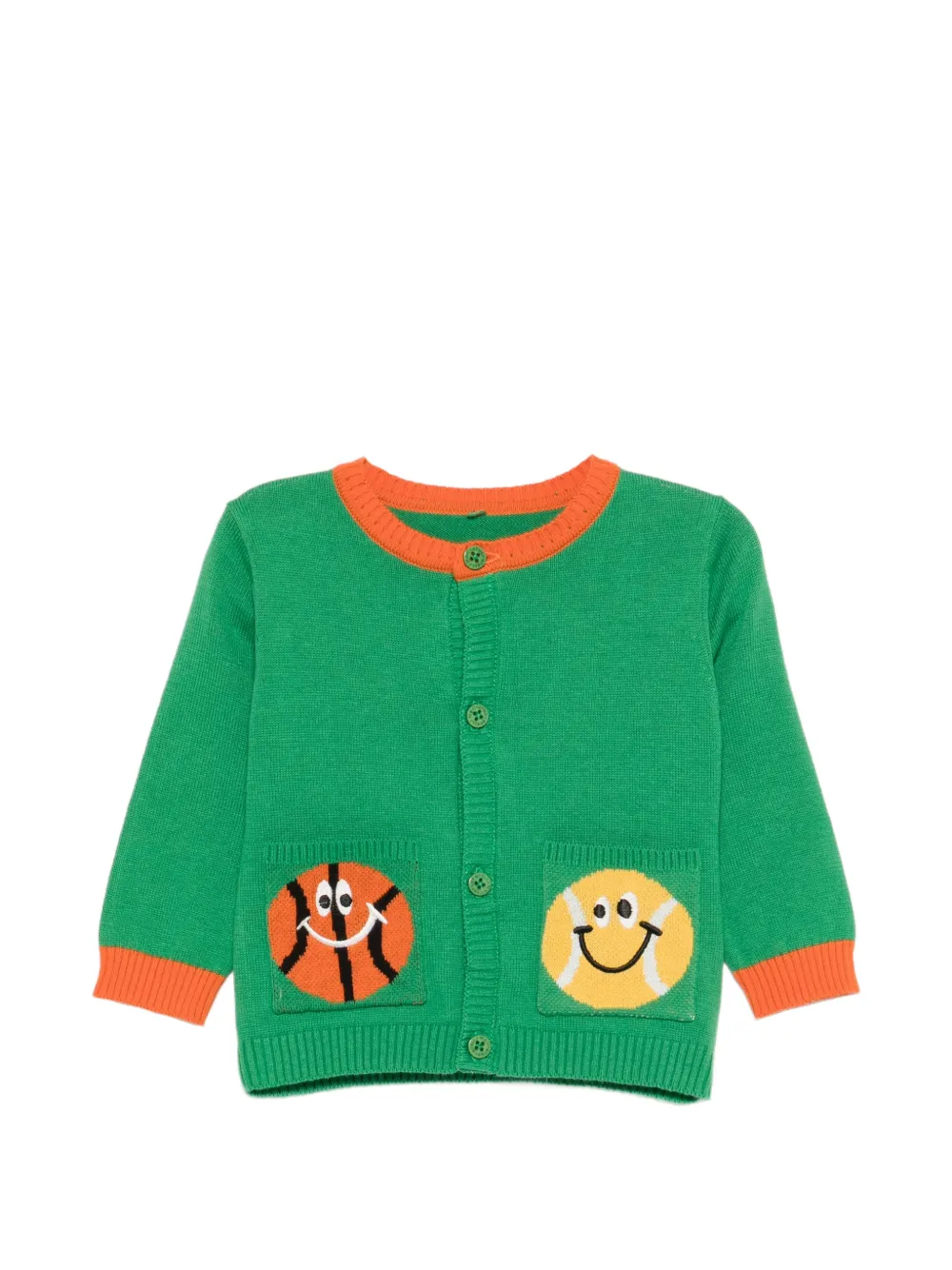 Stella McCartney Kids smile-face appliquéd cardigan - Verde