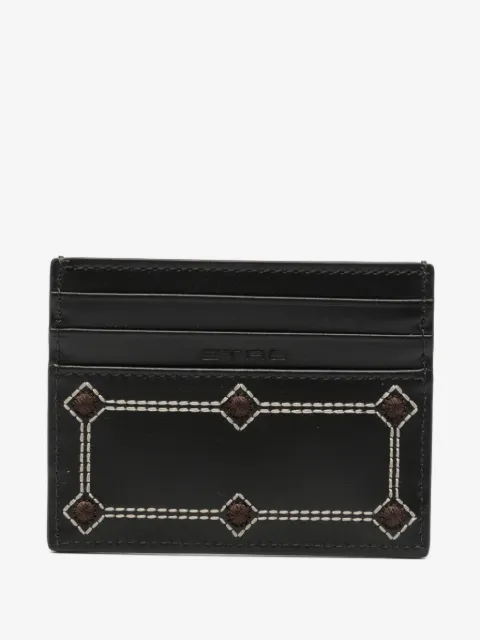 ETRO tarjetero de piel con logo en relieve