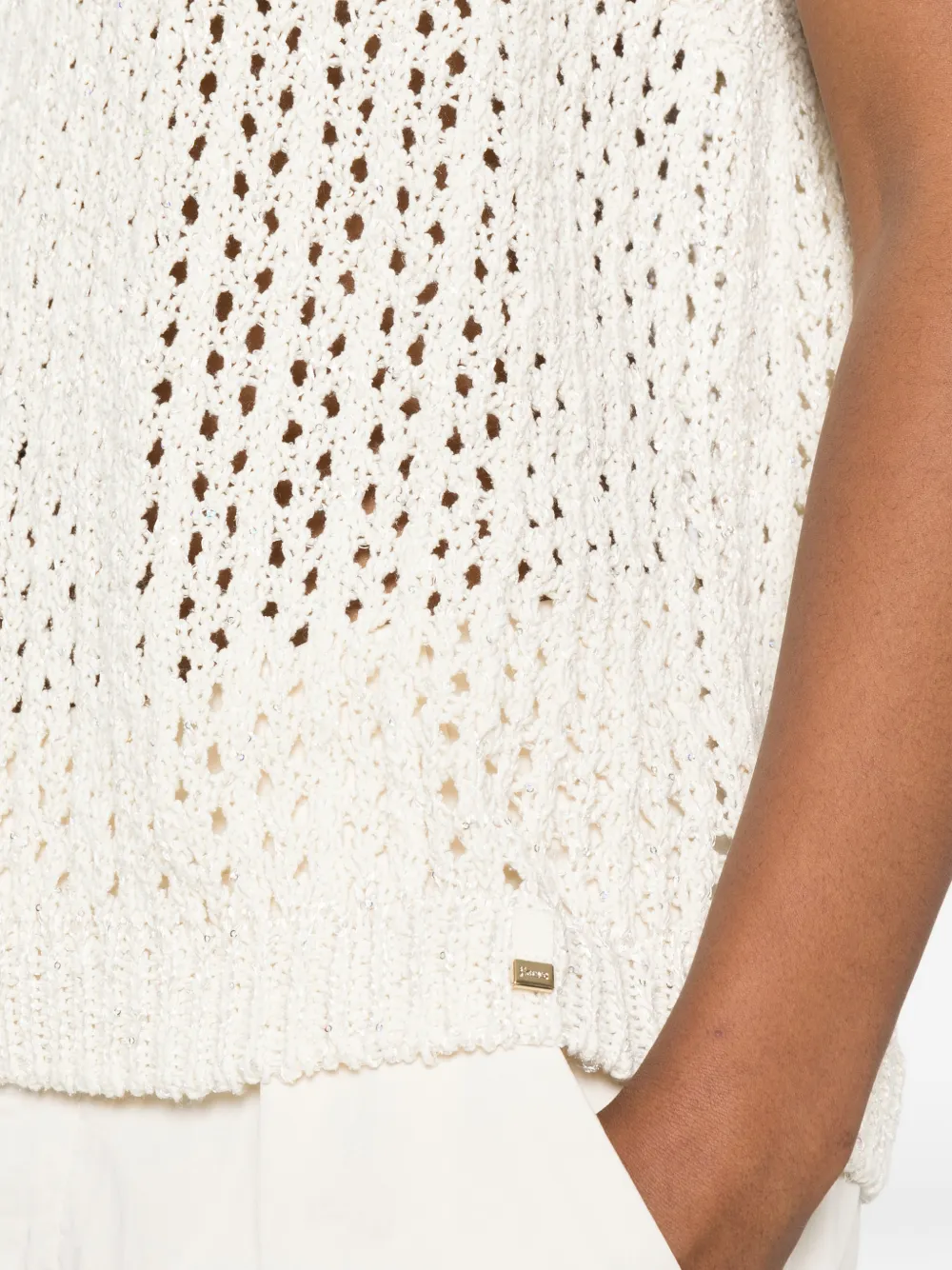 Herno Gebreide top met open stiksel Beige