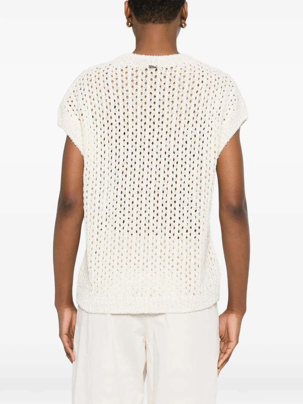 Herno Gebreide top met open stiksel Beige
