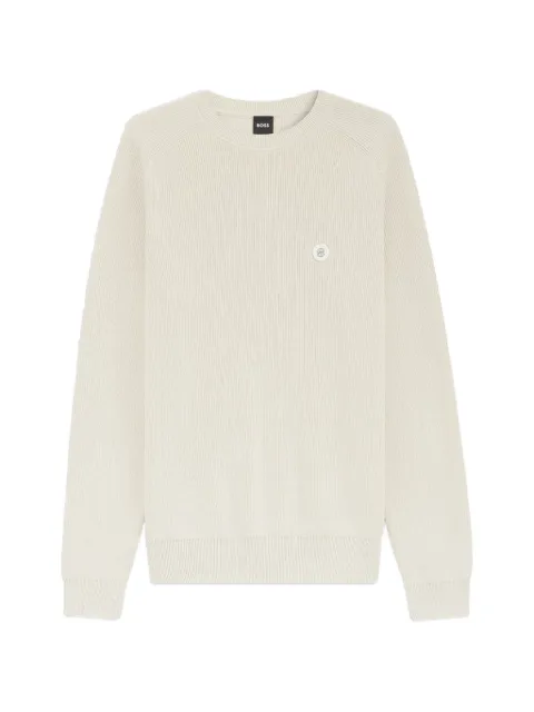 BOSS pull côtelé à encolure ronde