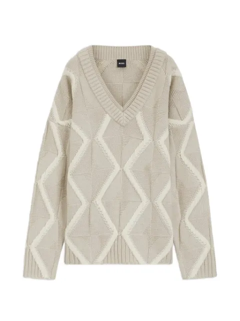 BOSS patterned V-neck sweater