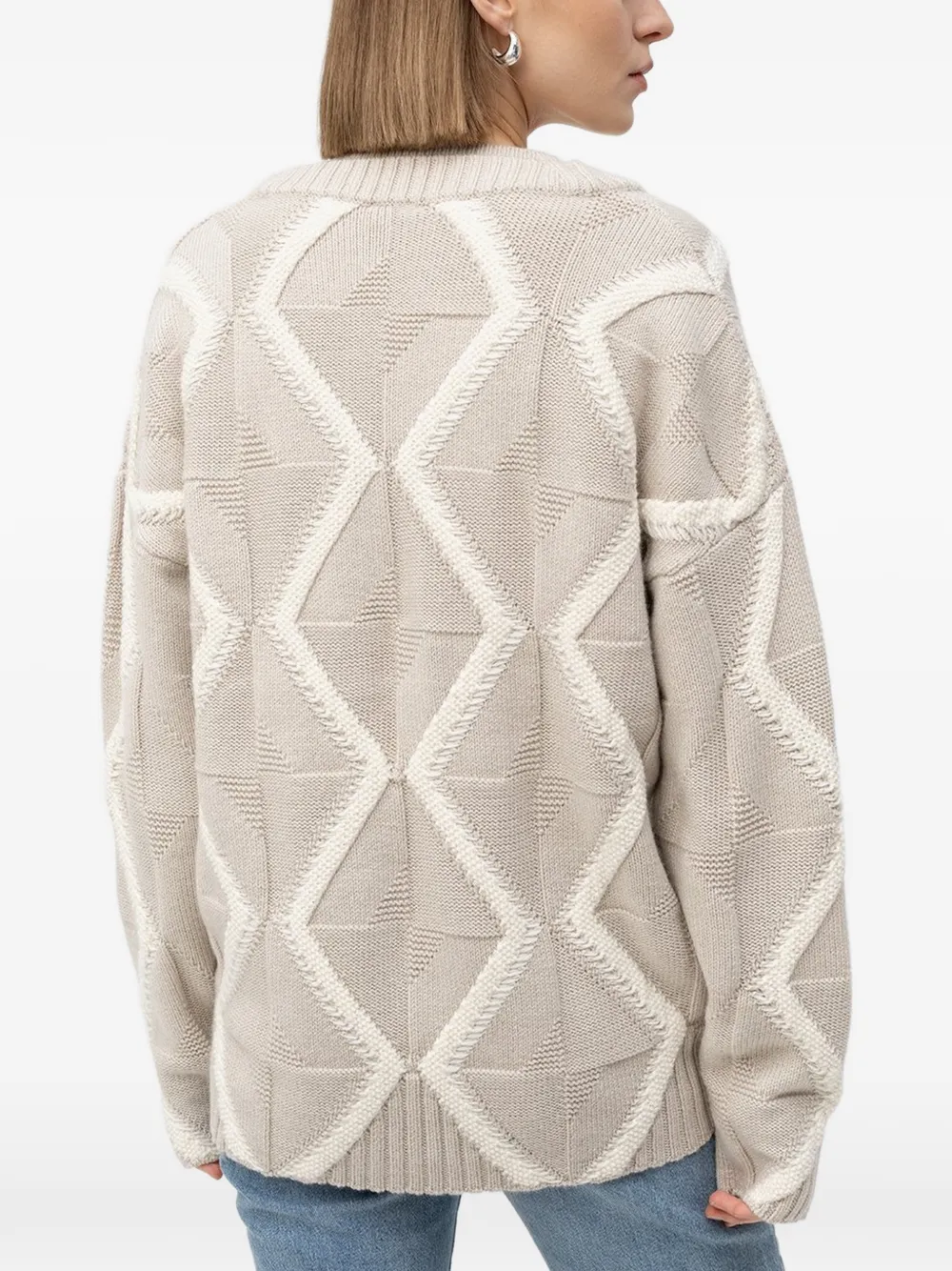  Boss Patterned V-neck Sweater - Neutrals 