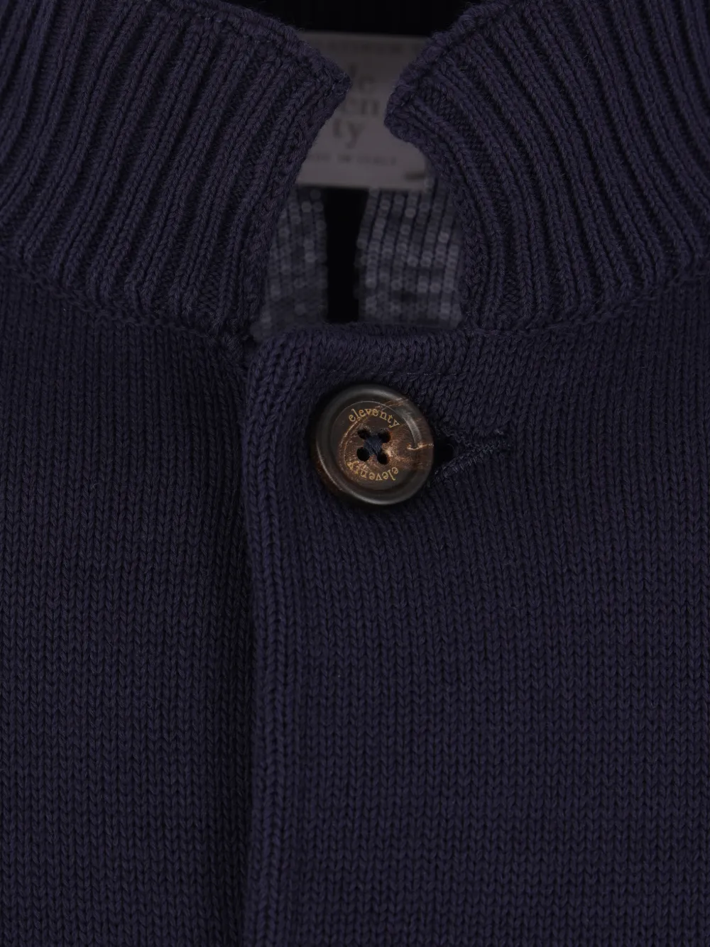 Eleventy Katoenen vest met geribbelde kraag Blauw