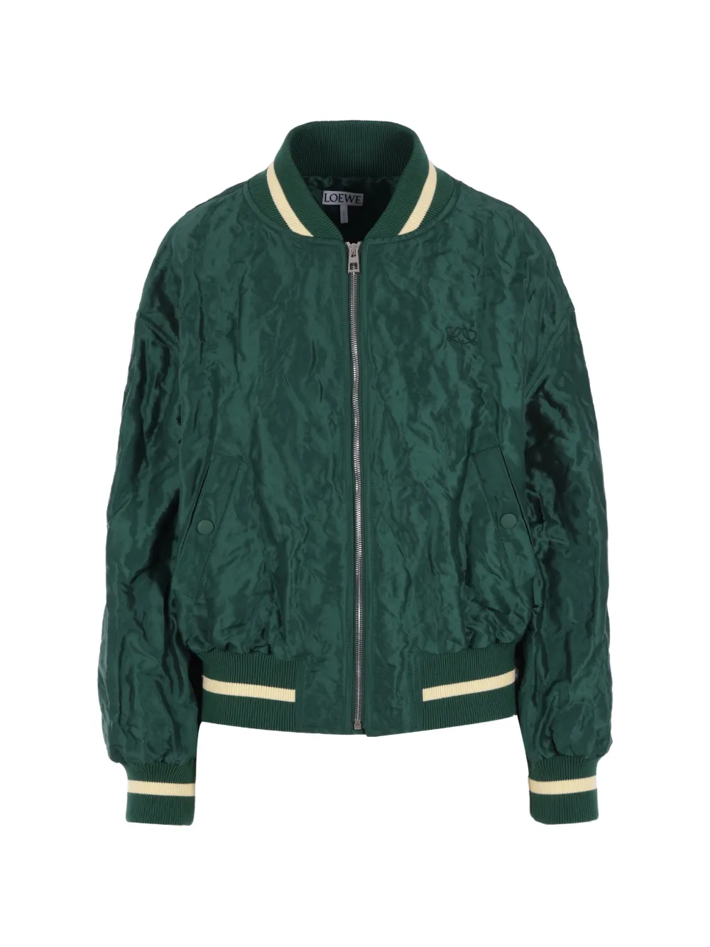 LOEWE zip ribbed bomber jacket - Verde