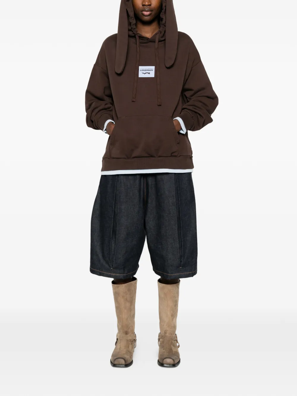 Charles Jeffrey Loverboy Hoodie met konijnenoren Bruin