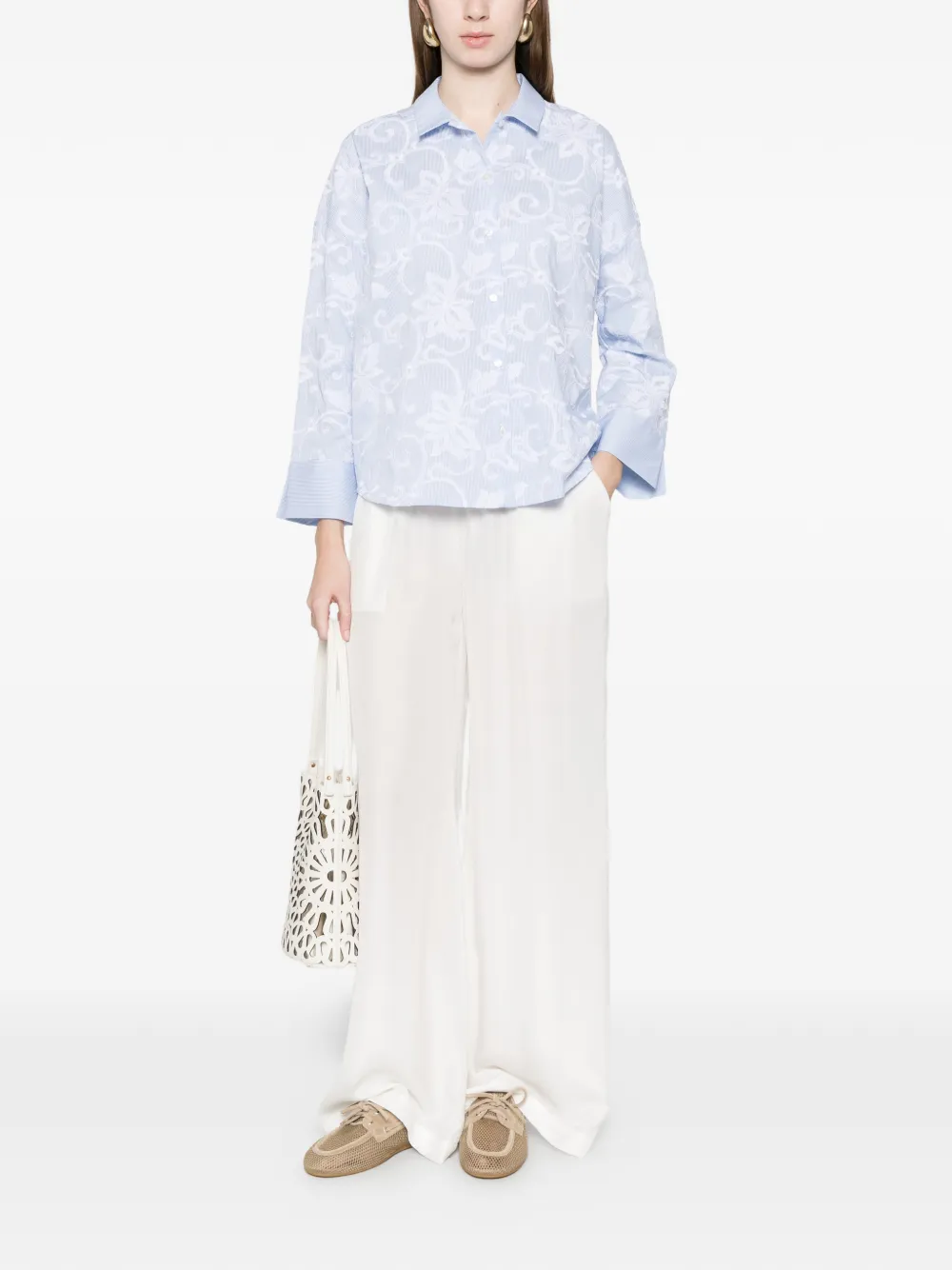  Why Ci Camisa Con Detalle Floral - Azul 