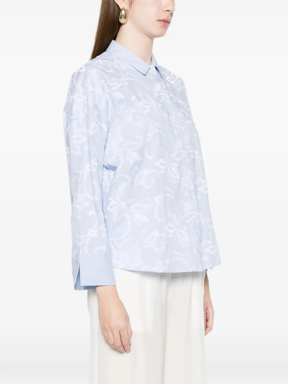  Why Ci Camisa Con Detalle Floral - Azul 