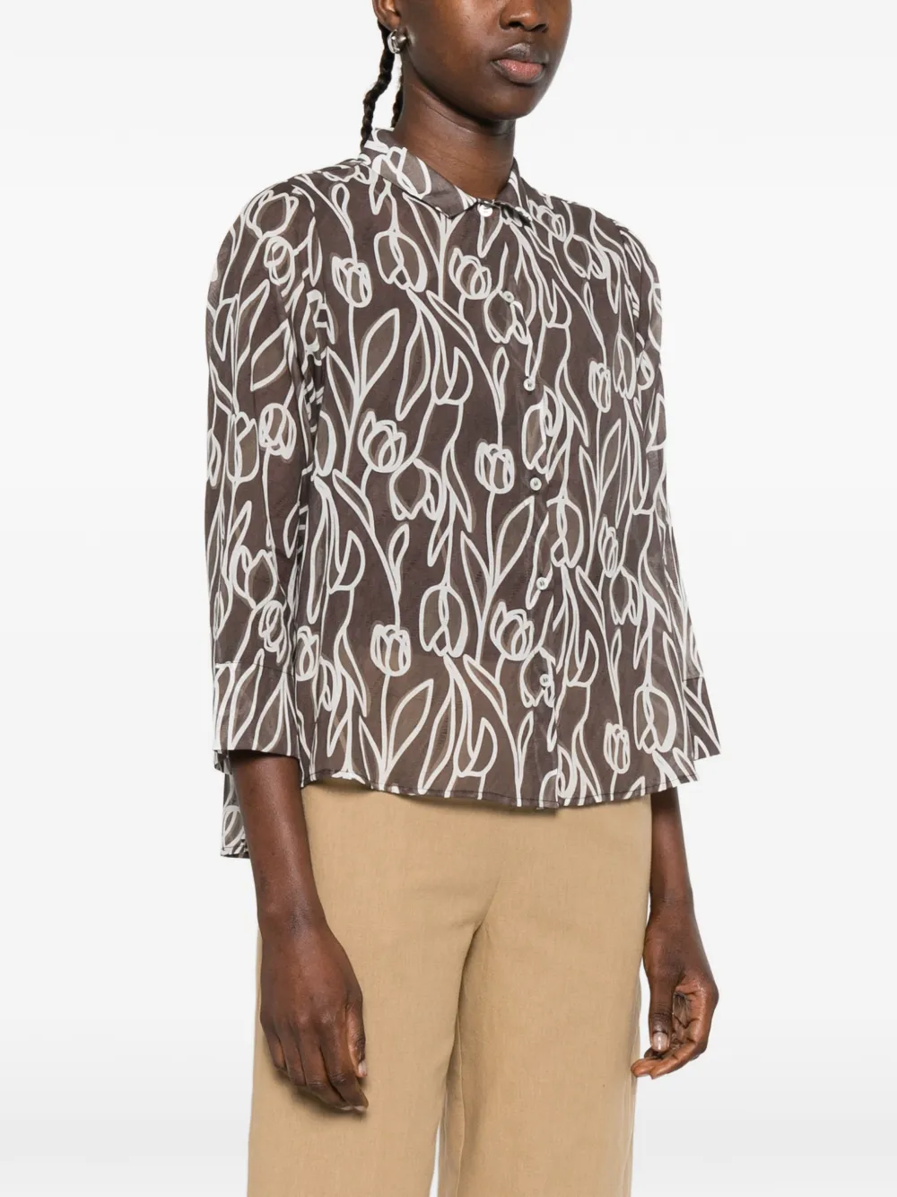  Why Ci Floral-print Shirt - Brown 