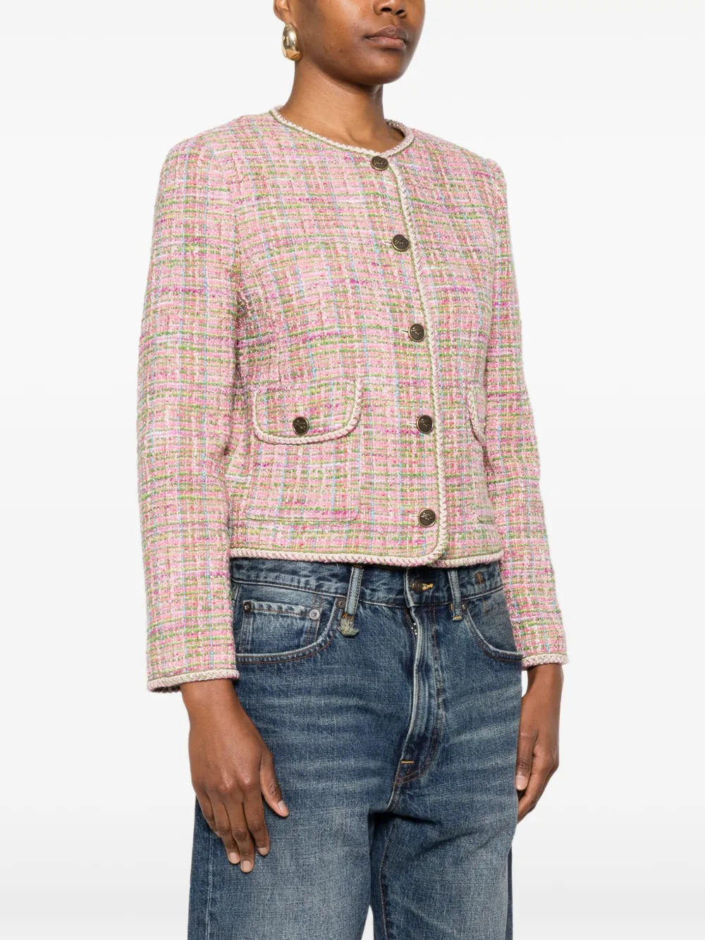  Etro Button-up Tweed Jacket - Pink 