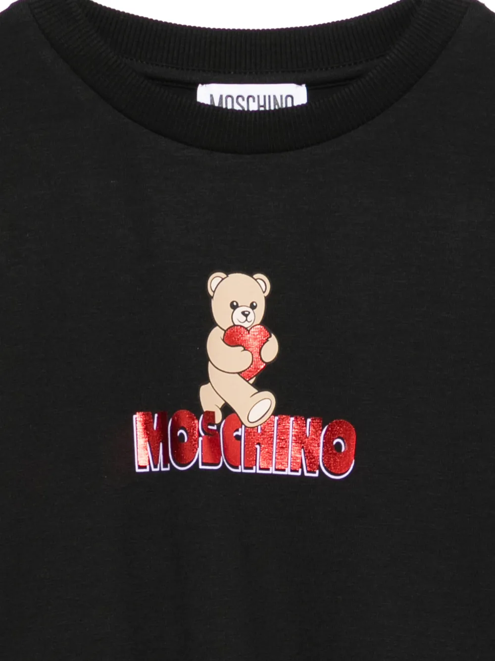Moschino Kids T-shirt met teddy-print en logo Zwart