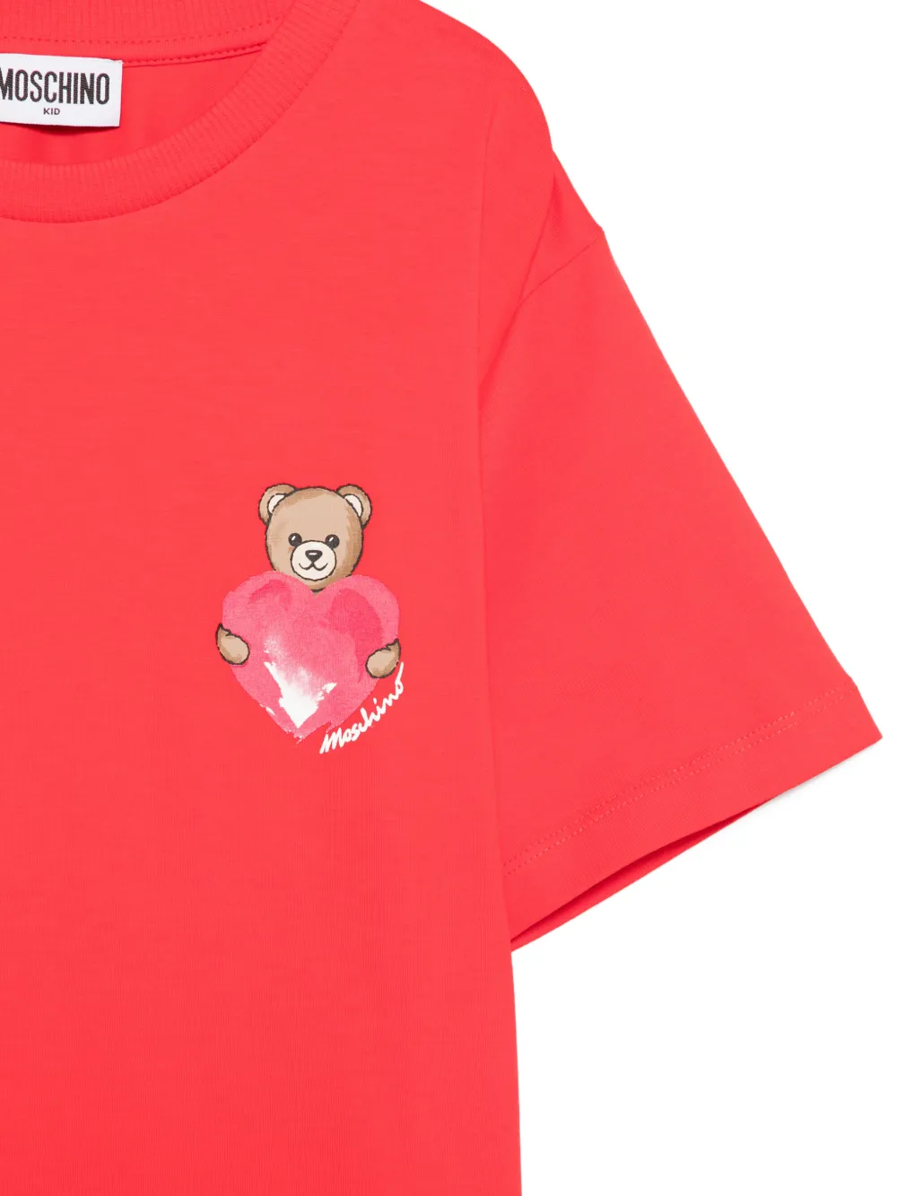 Moschino Kids Teddy T-shirt met hartprint Rood