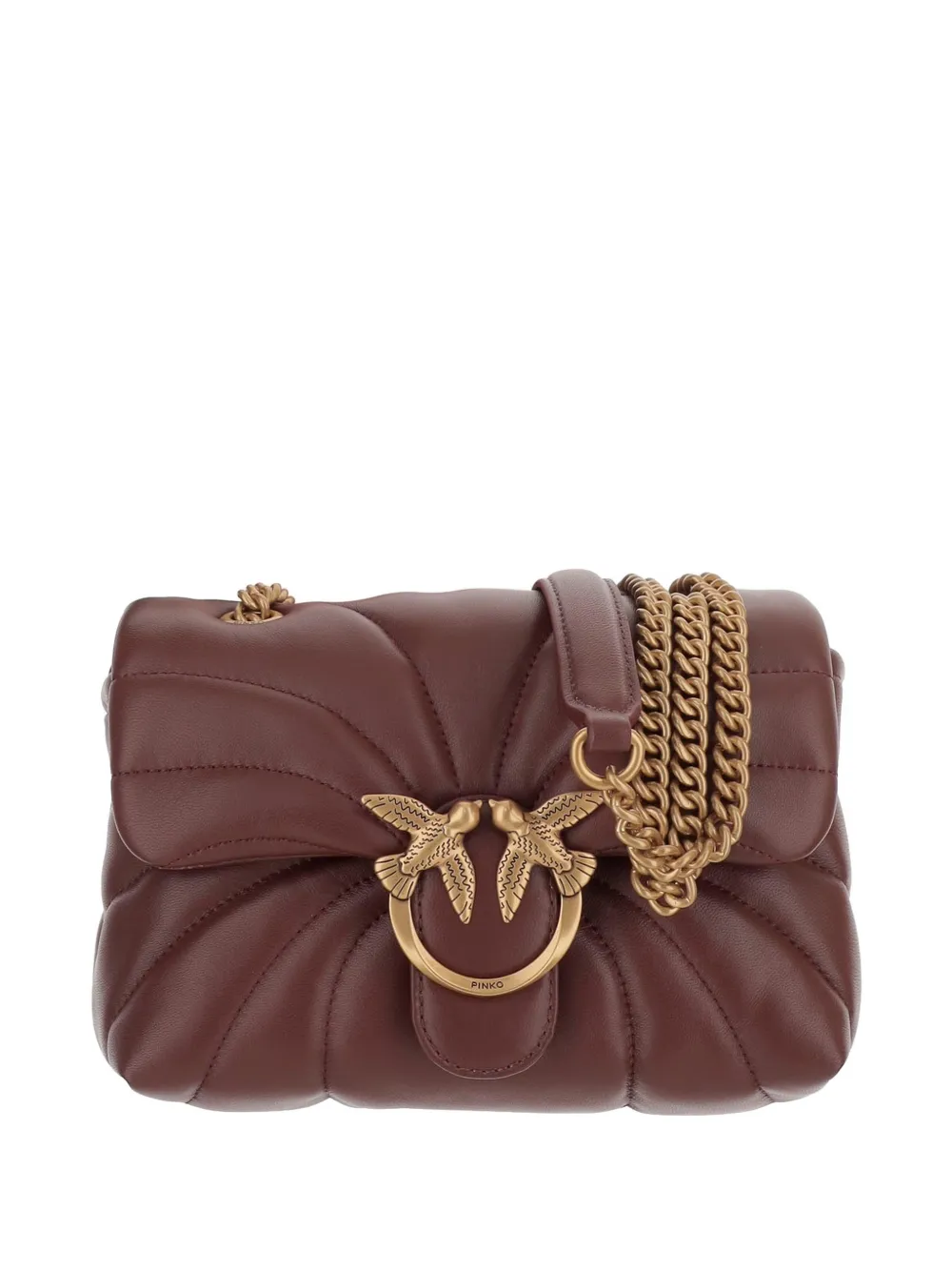 PINKO Mini Love Bag Puff Butterfly quilted shoulder bag - Marrone