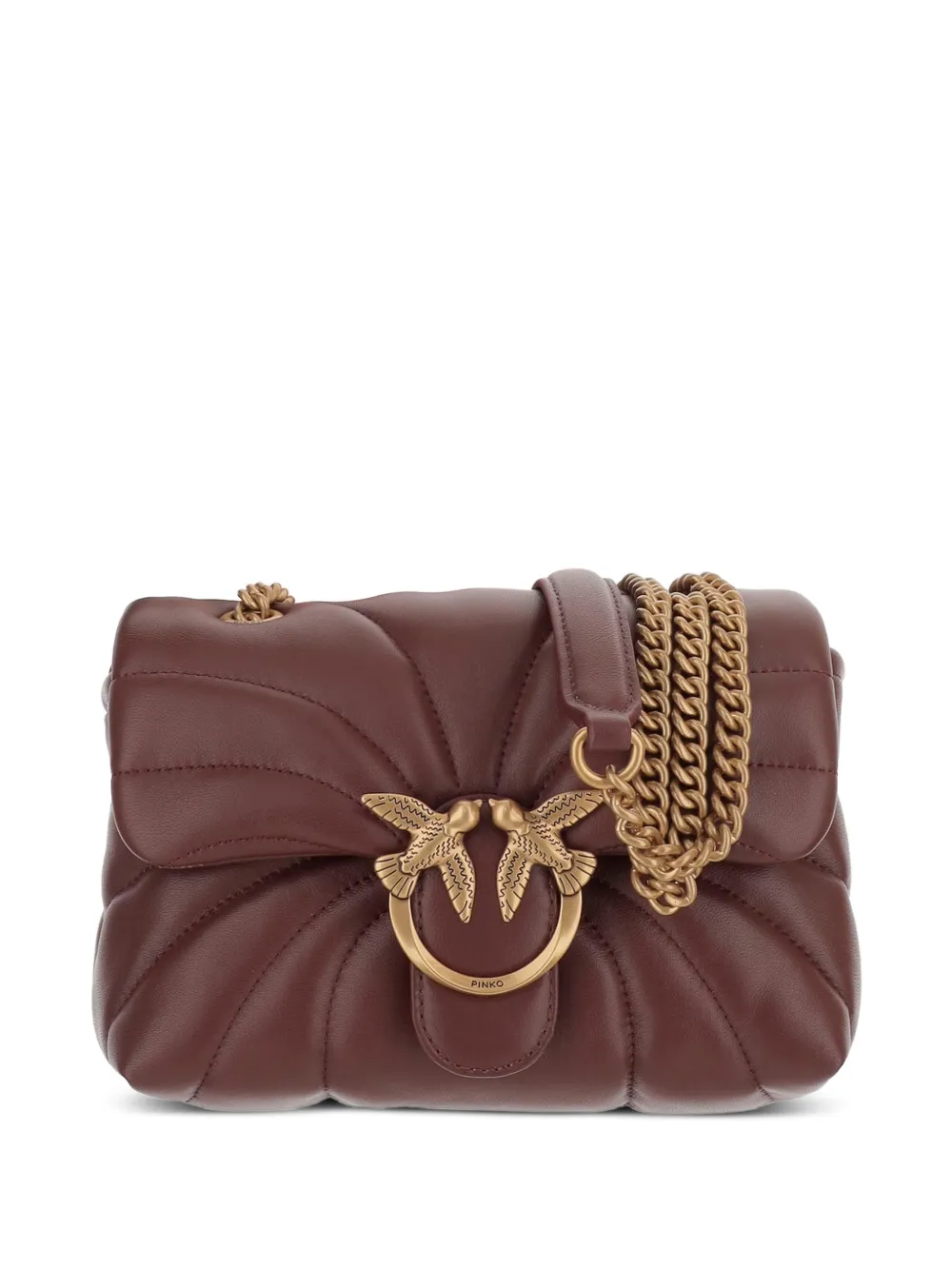 PINKO Mini Love Bag Puff Butterfly quilted shoulder bag - Marrone