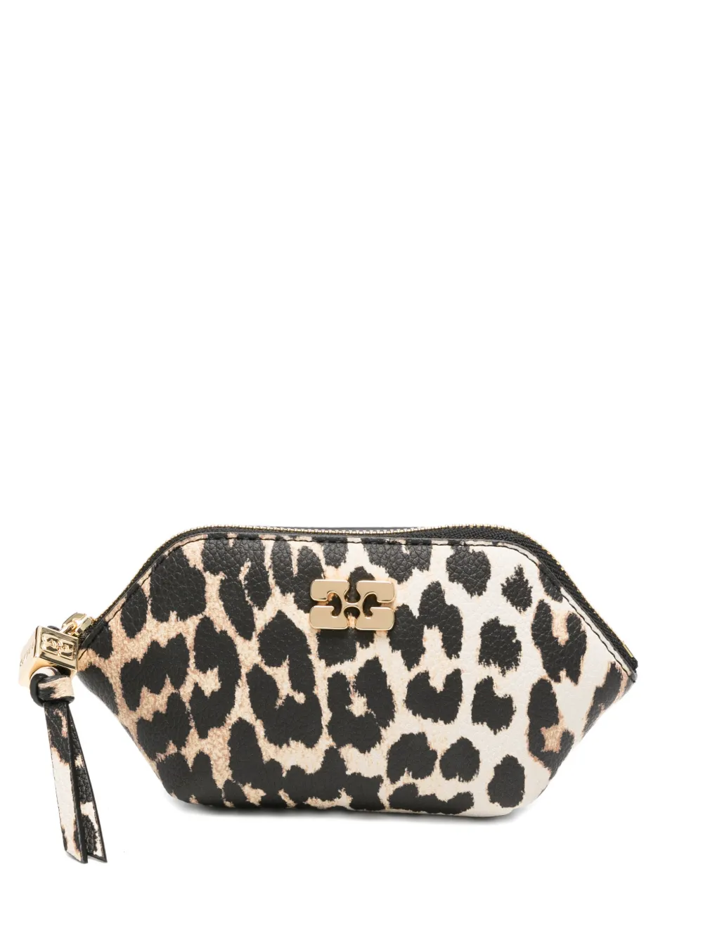 GANNI leopard-print logo-plaque wallet - Toni neutri