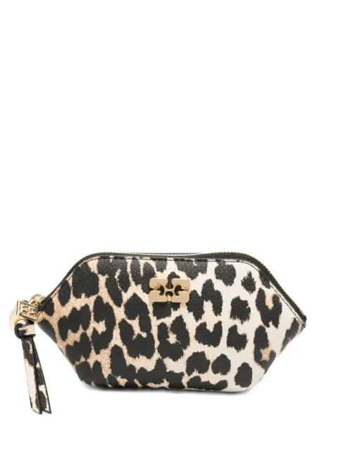 GANNI leopard-print logo-plaque wallet