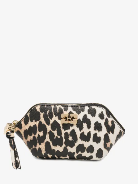 GANNI leopard-print logo-plaque wallet