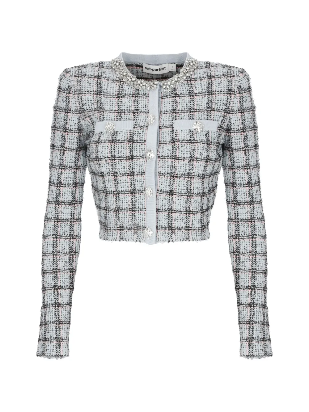 Self-Portrait check-pattern cardigan - Blu