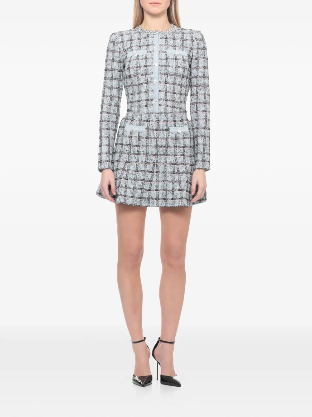  Self-portrait Check-pattern Cardigan - Blue 