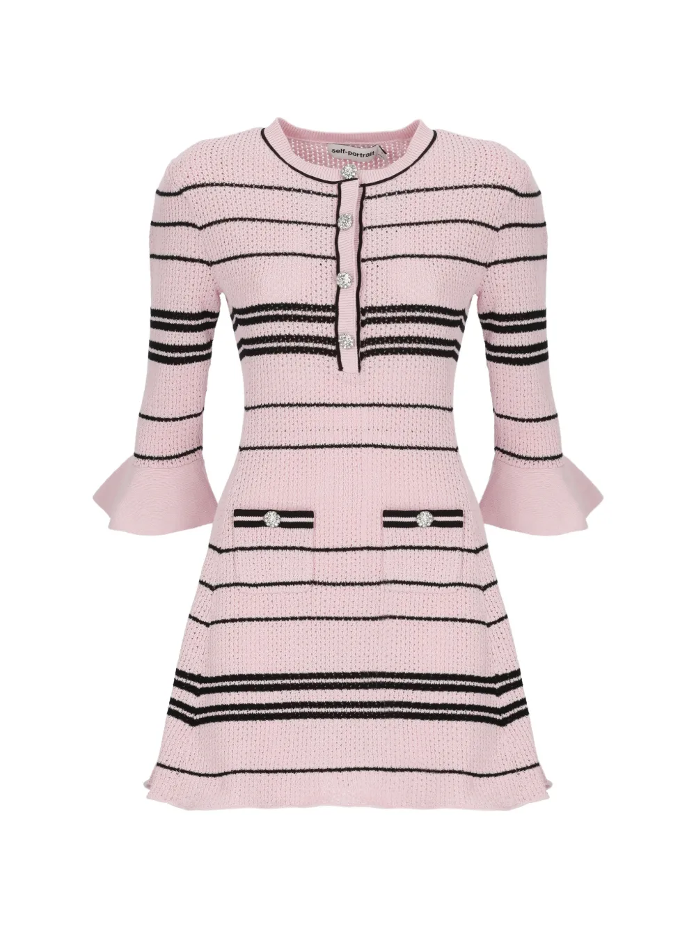Self-Portrait striped-pattern dress - Rosa