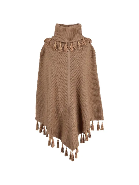 Vintage nadini high neck fringe poncho