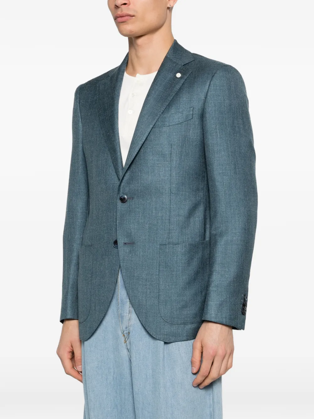 Luigi Bianchi Blazer met enkele rij knopen Blauw