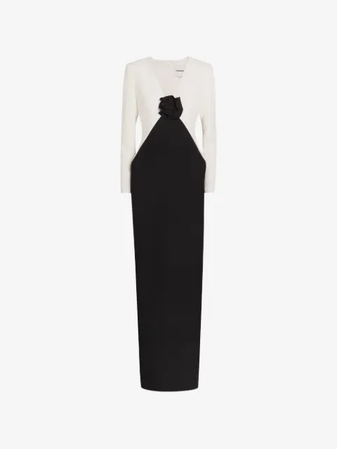Roland Mouret vestido con aplique floral y cuello en V