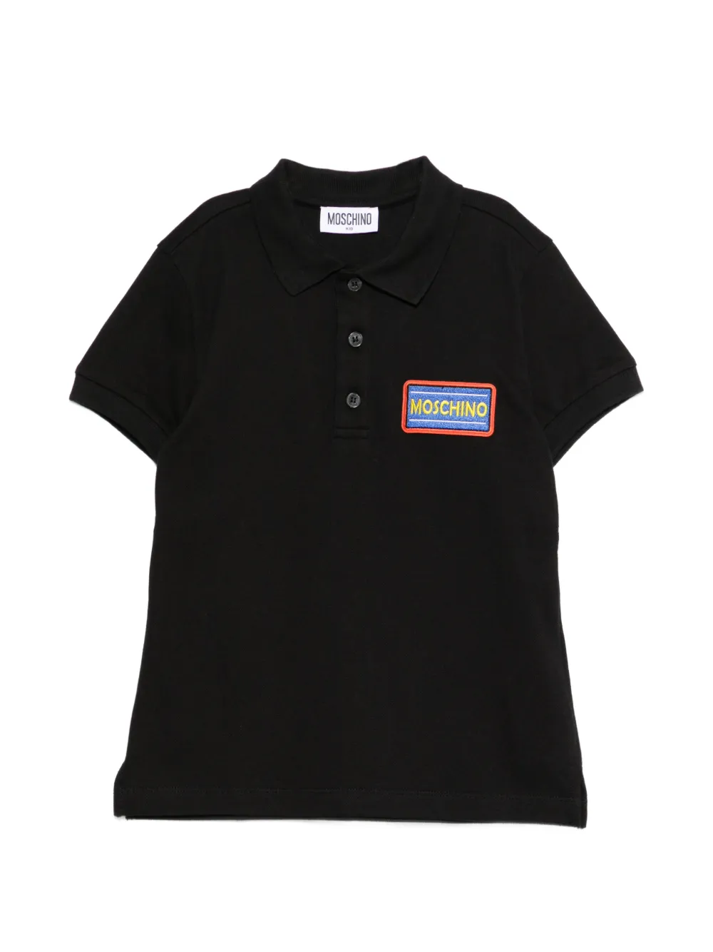 Moschino Kids logo-patch polo shirt - Nero