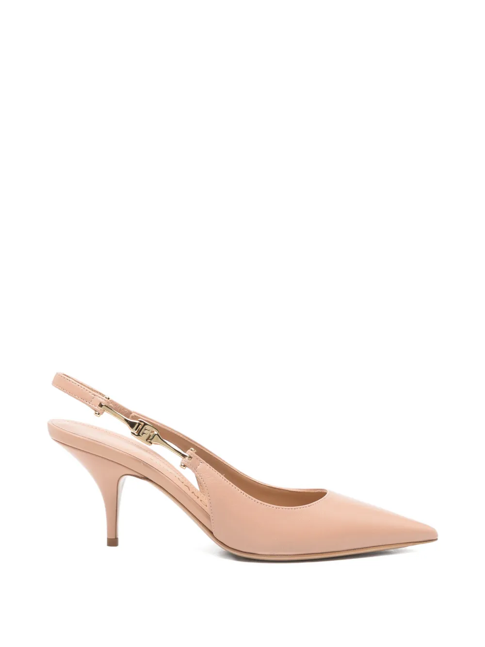 Ferragamo Slingback pumps met puntige neus Beige