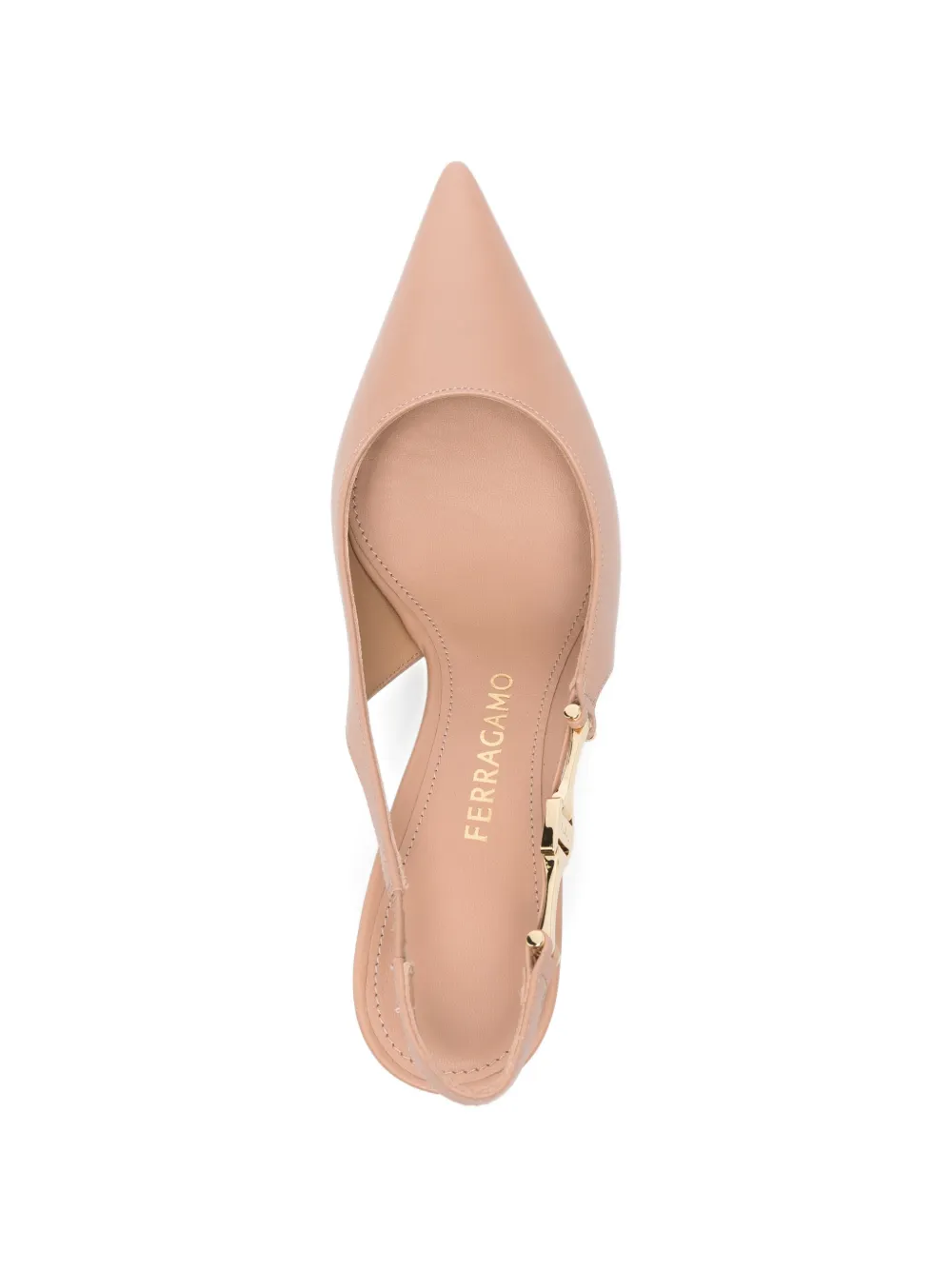 Ferragamo Slingback pumps met puntige neus Beige
