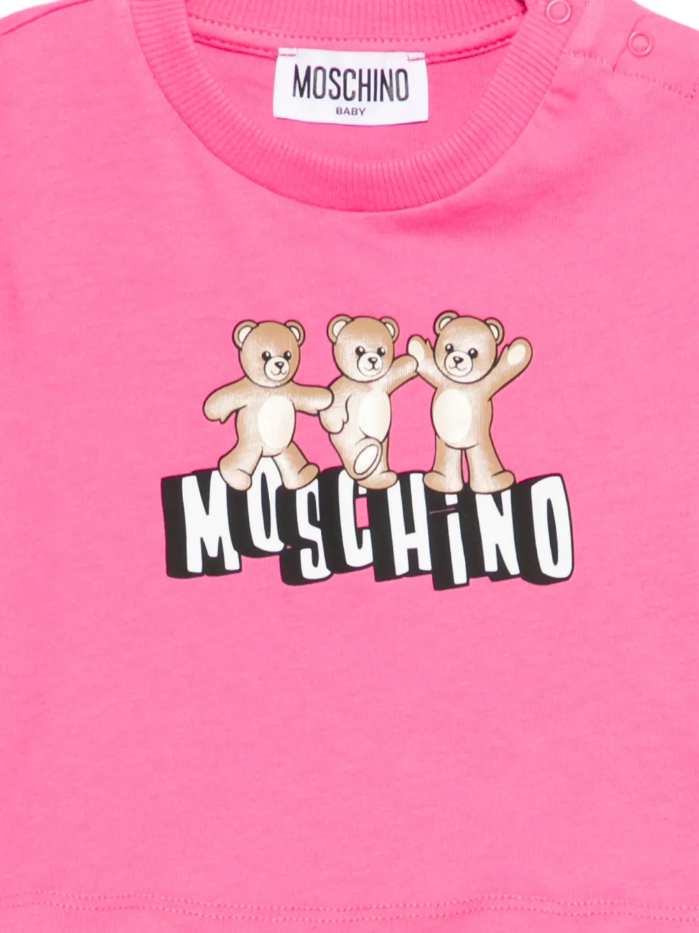 Moschino Kids T-shirt met ruches en teddybeerprint Roze