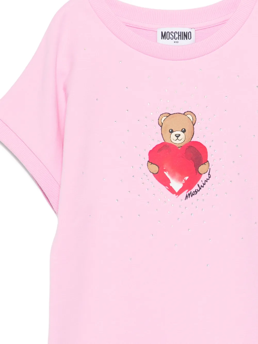 Moschino Kids Jurk met grafische teddyprint Roze