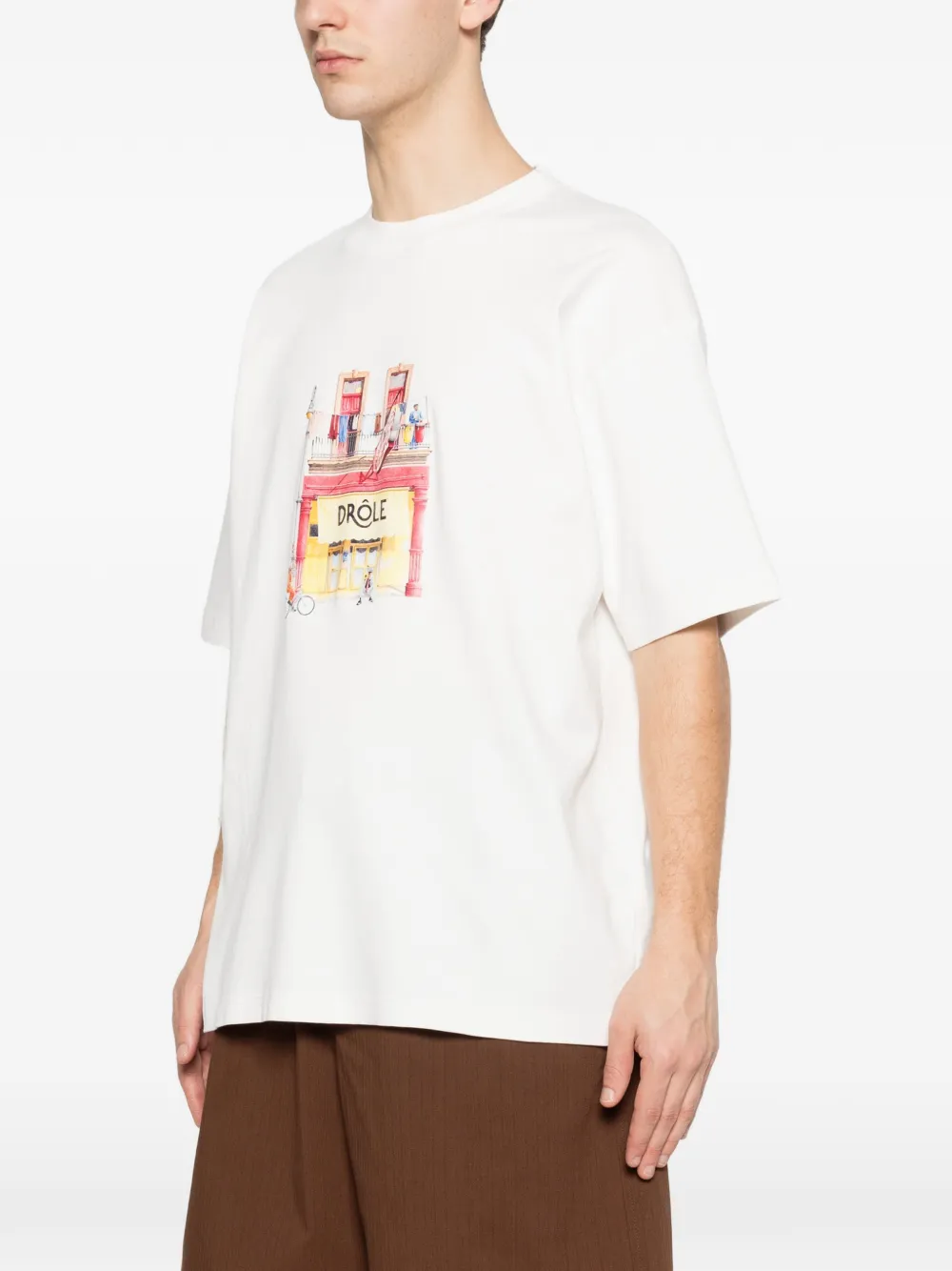 Drôle De Monsieur T-shirt met grafische print Wit