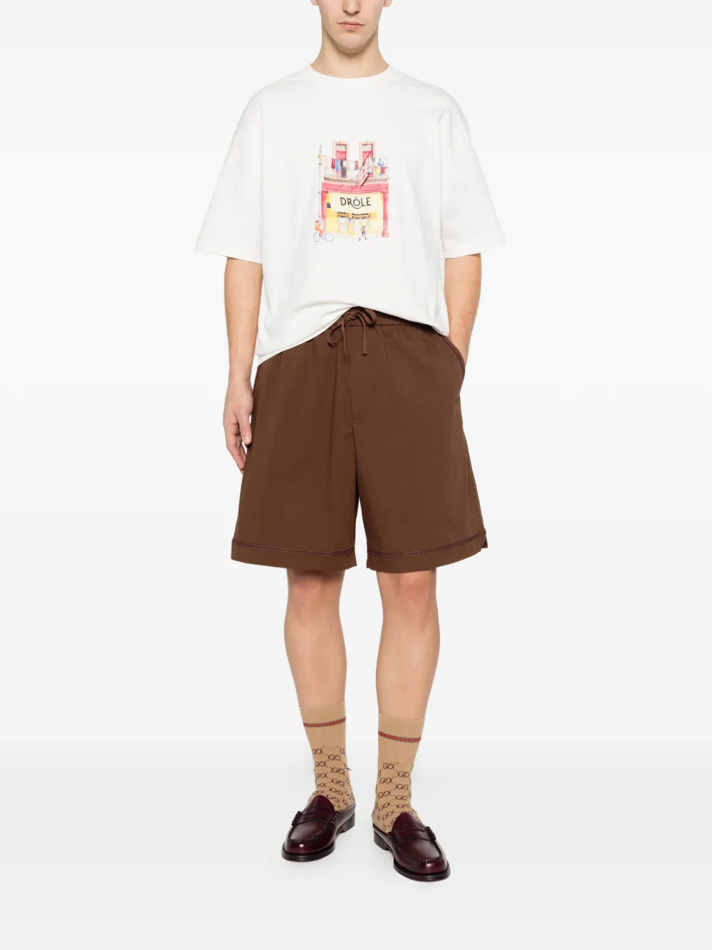 Drôle De Monsieur T-shirt met grafische print Wit