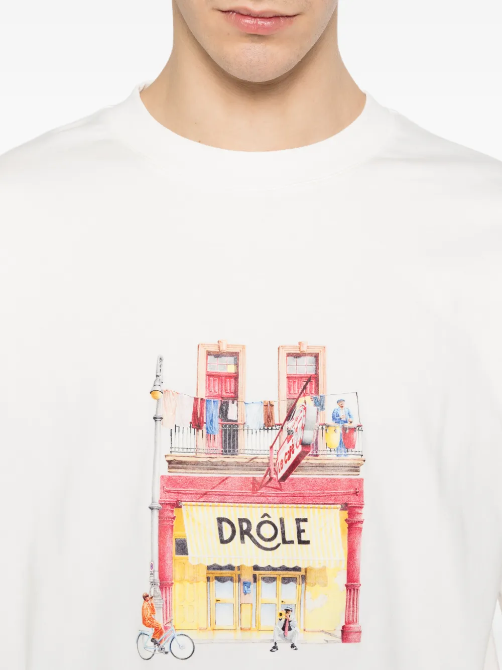 Drôle De Monsieur T-shirt met grafische print Wit
