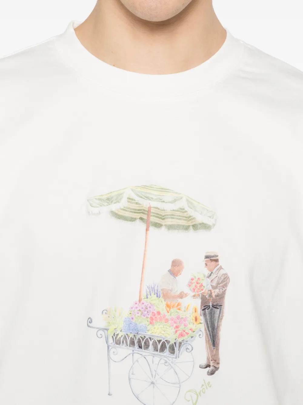 Drôle De Monsieur Fleuriste T-shirt Wit
