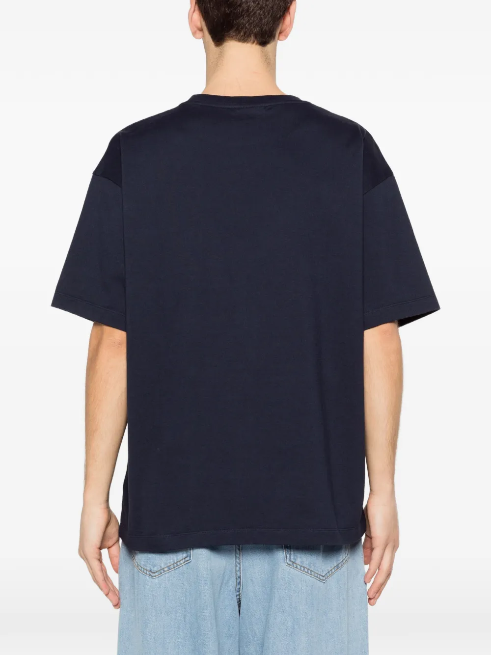 Drôle De Monsieur T-shirt met geborduurde hibiscus Blauw